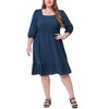 Agnes Orinda Women's Plus Size Square Neck Swiss Dots Wedding Empire Waist Ruffle Hem Chiffon Midi Dresses - 2 of 4