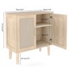 AEELLEEA Buffet Cabinet with Rattan Decor Doors Solid Wood Feet Multifunctional Sideboard Cabinet for Dining Room Kitchen - 3 of 4