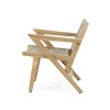 GDFStudio Inez Outdoor Wicker Club and Acacia Wood Chairs (Set of 2), Light Brown and Light Multibrown - 4 of 4