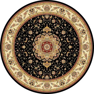 Lyndhurst Lnh329 Power Loomed Area Rug - Black/ivory - 8' Round ...