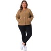 Agnes Orinda Women's Plus Size Collarless Button Down Long Sleeve Cargo Denim Jacket with Pocket - 3 of 4