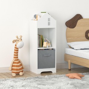 NicBex Bookcases for Living Room Multifunction Display Stand Bookshelf Toy Storage Organizer with 3 Collapsible Fabric Drawers for Bedroom - 1 of 4