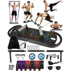 Portable Push Up Board Set, Home Workout Equipment with Resistance Bands & Ab Roller Wheel for Fitness - 1 of 4