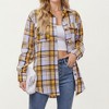 Anna-Kaci Women's Long Sleeve Plaid Button-Up Shirt with Front Pockets and Relaxed Fit - 2 of 4