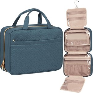 Medium Size Pink Travel Toiletry Bag for Women, Portable Hanging Cosmetic Organizer for Travel-Sized Shampoo, Conditioner - 1 of 4