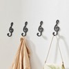 Danya B. 4 Piece Dark Brown Cast Iron Musical Note Treble Clef Decorative Wall Sculpture Figure Utility Hook Set - 3 of 4