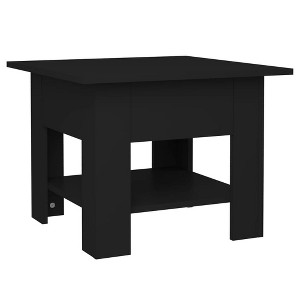 vidaXL Black Square Coffee Table - Engineered Wood Mid-Century Modern End Table with Storage Shelf for Living Room, 21.7"x21.7"x16.5" - 1 of 4