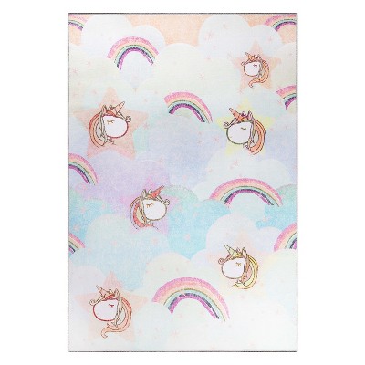Unicorn Non-Slip Kids Playroom Nursery Washable Indoor Area Rug by Blue Nile Mills