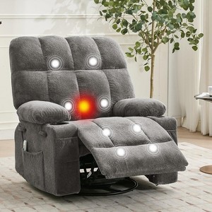 Oversized Massage Recliner Chair with Heat, Manual Swivel Rocker with Lumbar Support, Side Pockets & Cup Holders for Big and Tall - 1 of 4