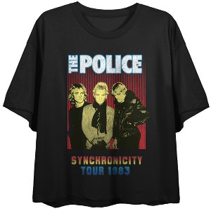 The Police Synchronicity Tour Crew Neck Short Sleeve Women's Black Crop Top - 1 of 4