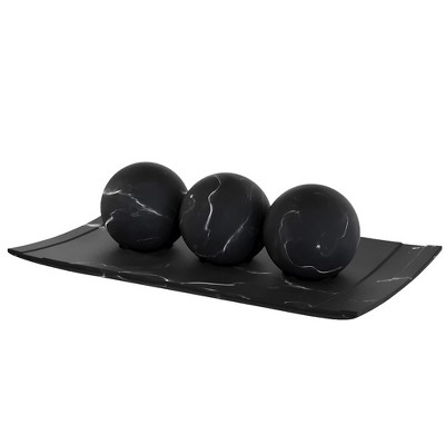 Creative Scents Matte Black Home Decor Tray and Orb Set