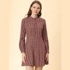 Allegra K Women's Vintage Check Plaid Ruffle Neck Button Down Long Sleeve A-Line Dress - 2 of 4