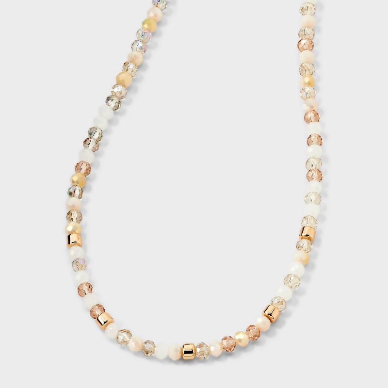 Mixed Bead Necklace - A New Day™ Gold/White