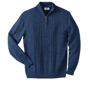 Liberty Blues by KingSize Shoreman's Quarter Zip Cable Knit Sweater - 1 of 4