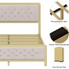 Homhougo Full Size Bed Frame, Upholstered Bed Frame with Button Tufted Headboard, Heavy Duty Metal Easy Assembly, No Box Spring Needed, Grey - 4 of 4