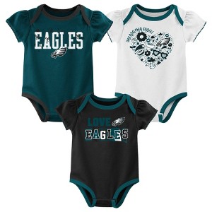 NFL Philadelphia Eagles Infant Girls' 3pk White Bodysuit - 1 of 4