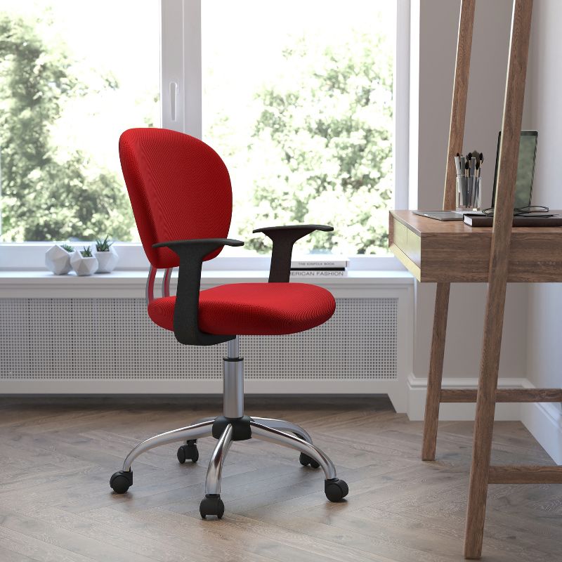 Emma and Oliver Mid-Back Mesh Padded Swivel Task Office Chair with Chrome Base and Arms, 2 of 6
