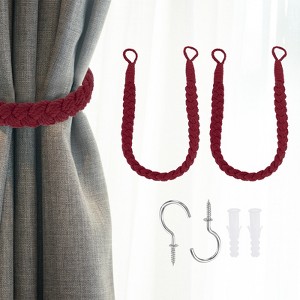 Unique Bargains Cotton Hand-Woven Decorative Metal Hook Curtain Drapes Holdbacks 23.6" - 1 of 4