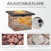 Racxily 32 Inch Outdoor Propane Gas Fire Pit Table, Square Faux Ledge Stone Gas Firepit with Lava Rocks and Rain Cover, Brown - 4 of 4