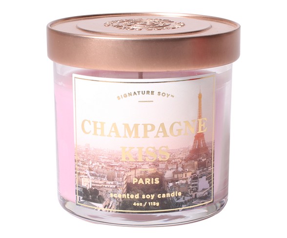 Small Glass Jar Candle Champagne Kiss 4.1oz - Signature Soy