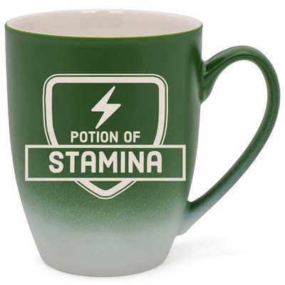 100 North Magic Potion 10 Ounce Green and White Two Toned Ombre, Comfortably Fits Your Hands, Ceramic Tea Coffee Cup Mug, Potion Of Stamina