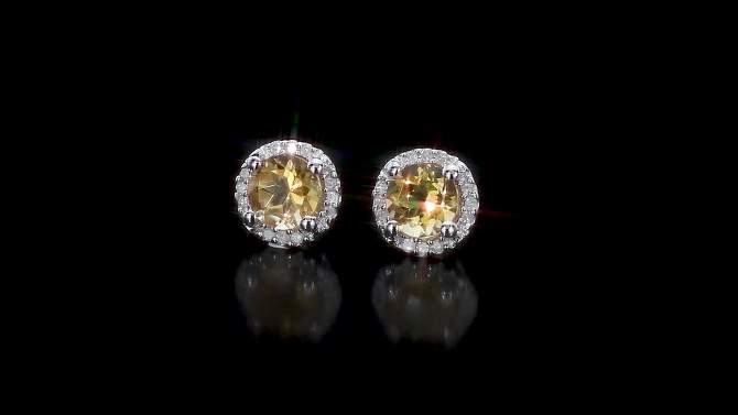 Citrine and Diamond Stud Earrings in Sterling Silver - Yellow, 2 of 5, play video