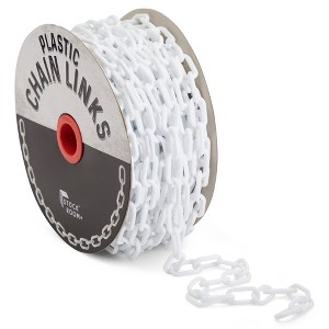 Stockroom Plus 100 Foot Safety Plastic Chain Links for Access Restriction, Indoor or Outdoor Supplies, White (1.5-Inch Links) - 1 of 4