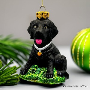 Black Lab Glass Christmas Ornament, Labrador Retriever Dog Gift| OrnamentallyYou - 1 of 4