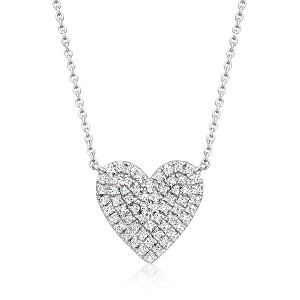 Ross-Simons 0.50 ct. t.w. Pave Diamond Heart Necklace in Sterling Silver - 1 of 4