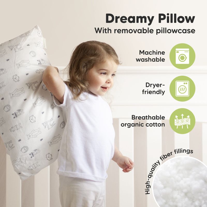 KeaBabies Jumbo Toddler Pillow with Pillowcase, 14X20 Soft Organic Toddler Pillows for Sleeping, Kids Travel Pillow, 5 of 11