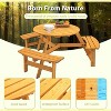 6 Person Round Picnic Table with Umbrella Hole, Outdoor Wooden Dining Set with 3 Built-in Benches, 1720lb Capacity for Garden/Patio - 4 of 4