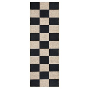 Washable Modern Living Room Rugs, Gingham Check Non Slip Bedroom Carpet, Geometric Checkered Indoor Floor Rugs for Dining Room - 1 of 4