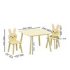 SEVOBAL Kids Table Sets, 3-Piece Wooden Activity Table with Bunny Chairs for Toddler Learning and Playroom Decor, Yellow, 27.36"*26.38"*3.94" - 2 of 4