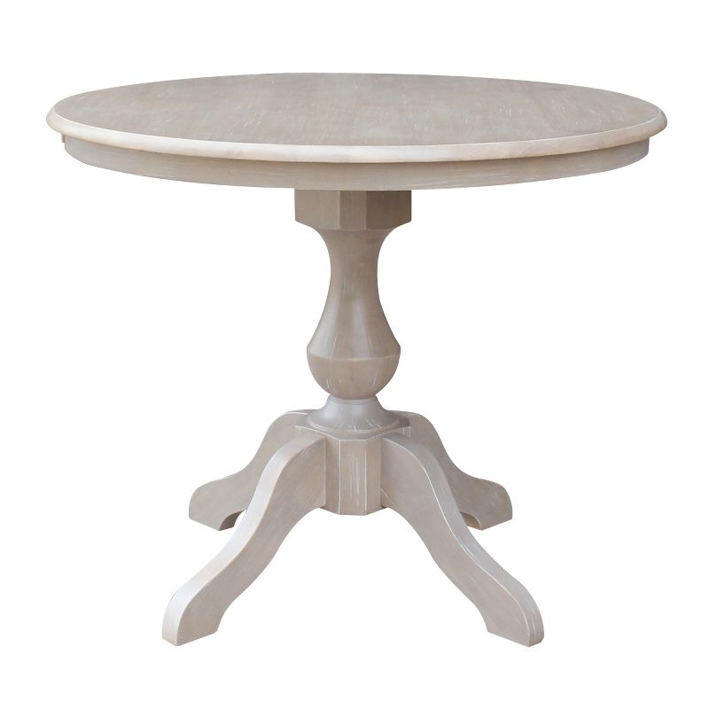 36&#34;x36&#34; Solid Wood Round Pedestal Dining Table Washed Gray Taupe - International Concepts, 1 of 7