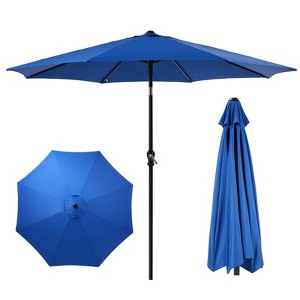DOMETOUR Outdoor Patio Umbrella with Push Button Tilt and Crank Outdoor Umbrella 8 Sturdy Ribs UV Protection Waterproof for Garden Backyard - 1 of 4