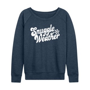 Women's - Instant Message - Snuggle Weather Lightweight French Terry Wide Neck Long Sleeve Shirt - 1 of 4