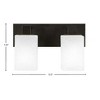 Toltec Lighting Apollo 2 - Light Vanity in  Dark Granite with 4" Square White Muslin Shade - 2 of 2