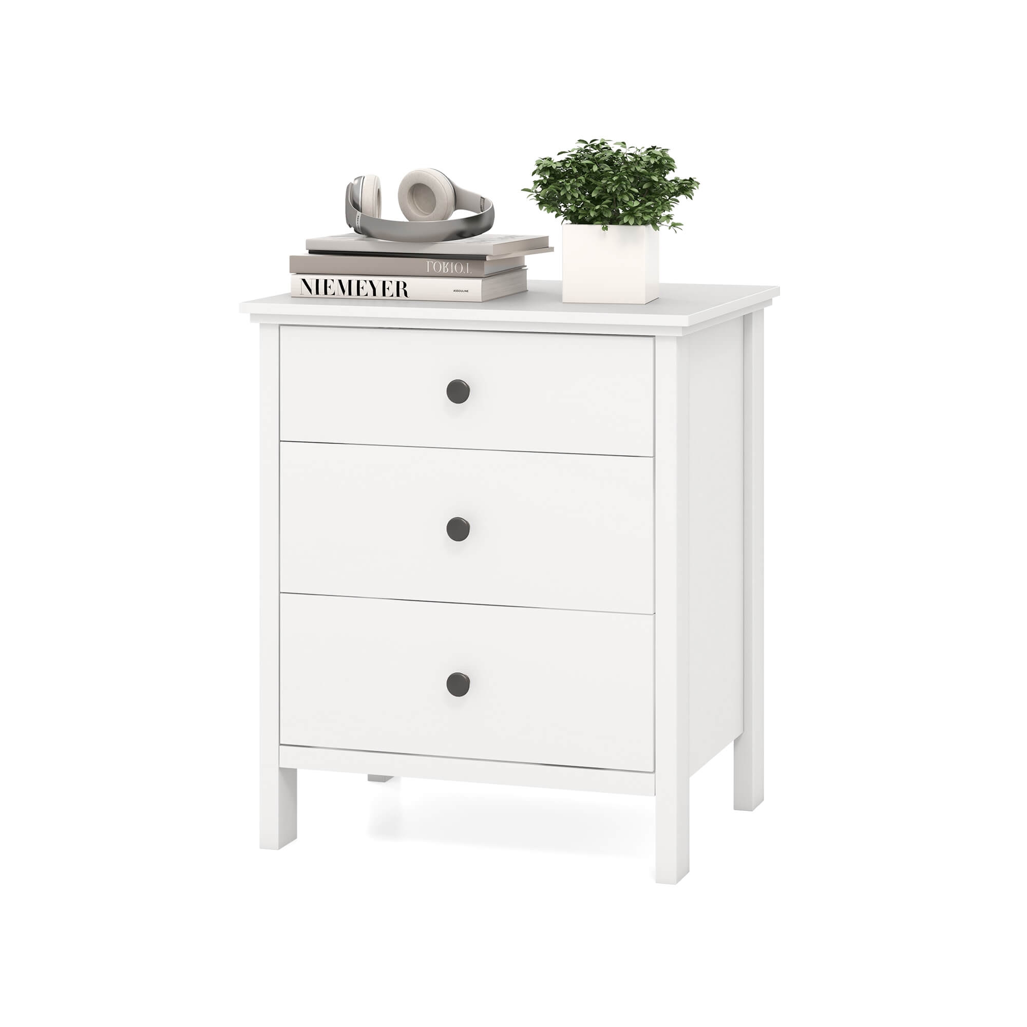 Costway 3-Drawer Nightstand Modern Side End Table Space-Saving Telephone Table Bedroom
