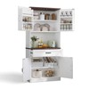 Gymojoy 71¡° Kitchen Hutch Storage Cabinet with Power Outlet Microwave Stand 6 Hanging Shelves - 3 of 4
