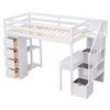 TIRAMISUBEST Twin Size Loft Bed with 4 Storage Drawers, Bulit-in Desk and Stairs, Wooden Loft Bedframe with Shelves and Storage Staircase - 3 of 4