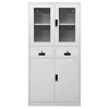 vidaXL Office Cabinet Light Grey Steel and Tempered Glass Large - 2 of 4