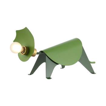 7.5" Gretchen Modern Industrial Iron Triceratops Kids' Lamp (Includes LED Light Bulb) Green - JONATHAN Y