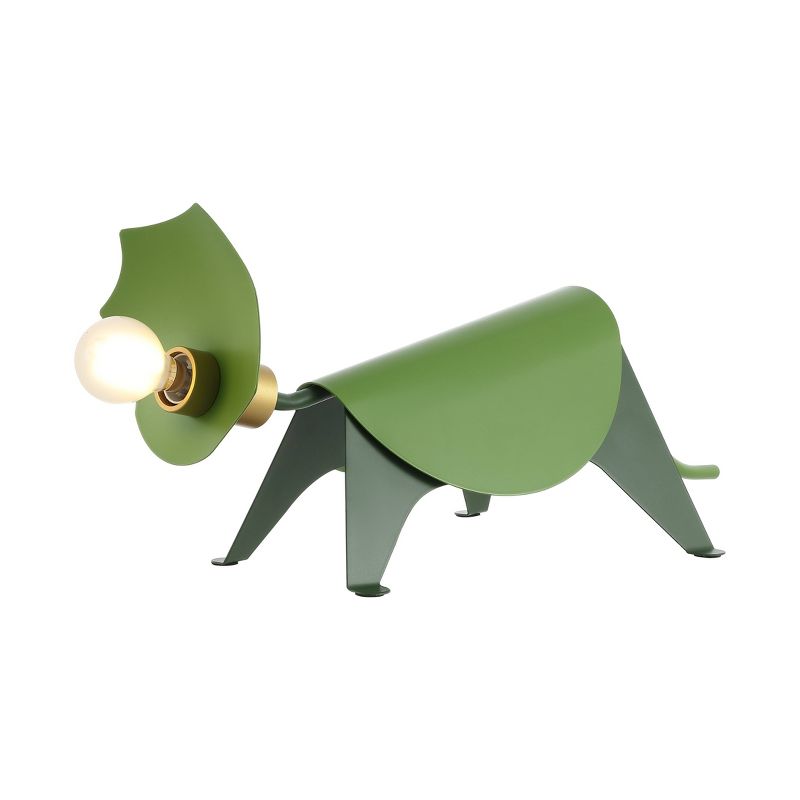 7.5&#34; Gretchen Modern Industrial Iron Triceratops Kids&#39; Lamp (Includes LED Light Bulb) Green - JONATHAN Y, 1 of 9