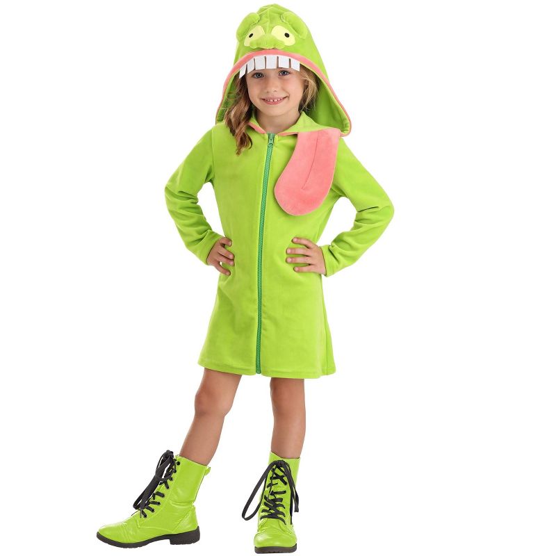 HalloweenCostumes.com Ghostbusters Slimer Toddler Hoodie Costume for Girls., 1 of 6