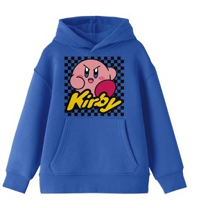 Kirby Kick on Checkered Background Boy's Royal Blue Sweatshirt - 1 of 2