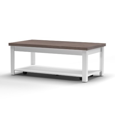 NicBex 48.5 Inch Rectangle Coffee Table with 2-Tier Storage for Living Room,Bedroom,No Assembly Required