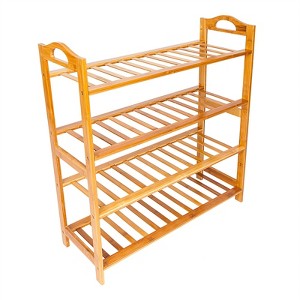 KTMBDW Stackable Shoe Rack, 4 Tier Bamboo Shoes Rack Storage Shelf, Holds up to 16 Pairs Shoes for Living room, Entryway, Small Spaces - 1 of 4
