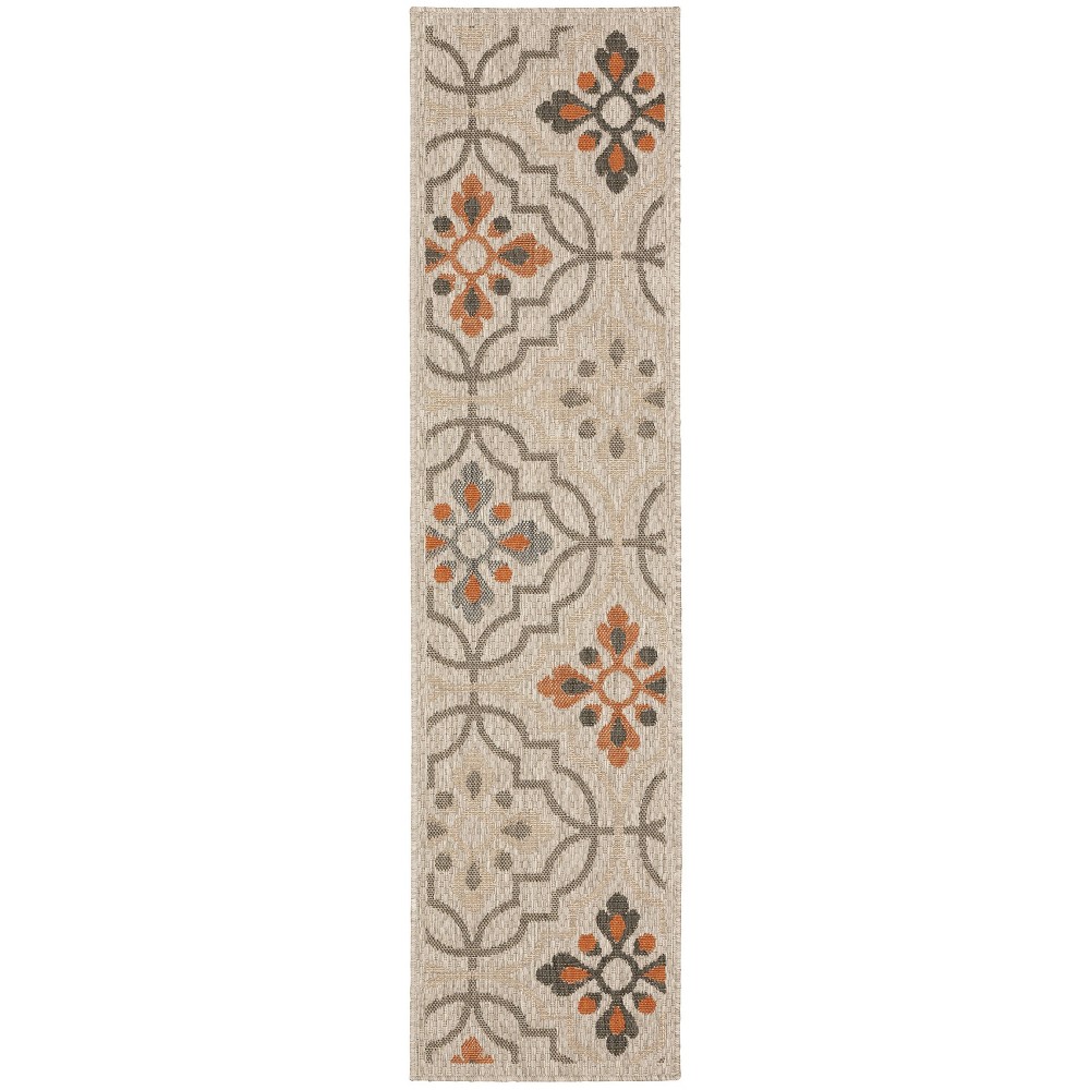 Photos - Area Rug 1'10"x7'6" Landry Floral Lattice Patio Rug Gray/Orange