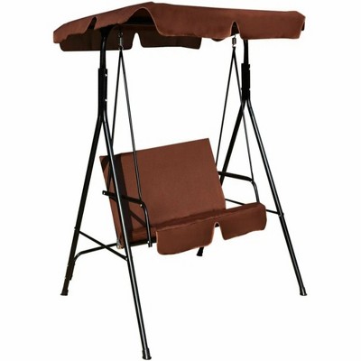 55.5"2 Person Weather Resistant Canopy Swing for Porch Garden Backyard Lawn