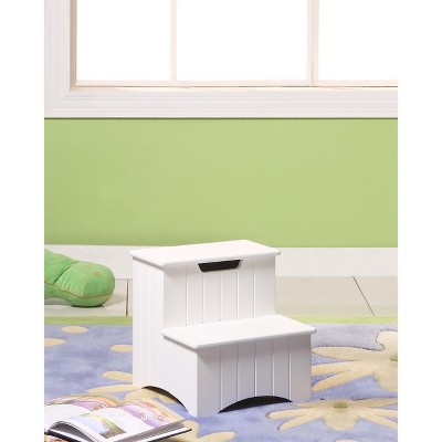 Kings Brand Finish Wood Bedroom Step Stool With Storage